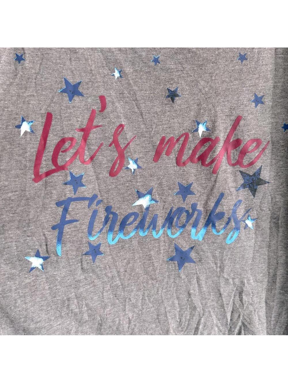 Cacique “Let’s Make Fireworks” Red White Blue Screen Print Strappy Tank | 14-16